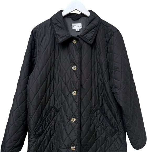 The Tog Shop Black Quilted Jacket XL Womens Barn Coat Preppy Equestrian - Picture 2 of 12